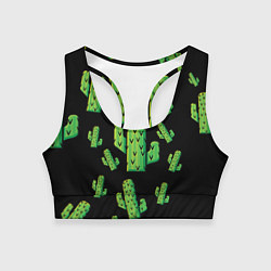 Топик спортивный женский Cactus Time - Веселые кактусы, цвет: 3D-принт