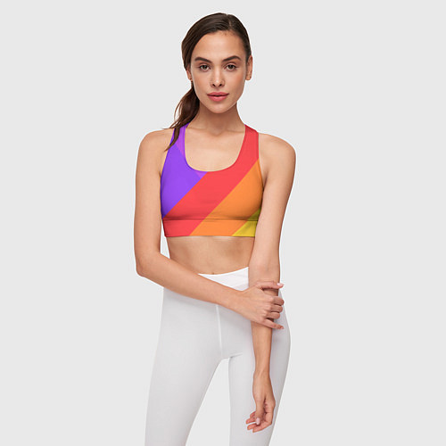 Женский спортивный топ РАДУЖНАЯ ГЕОМЕТРИЯ RAINBOW GEOMETRY / 3D-принт – фото 3