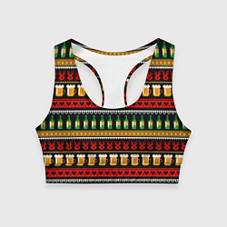 Топик спортивный женский Пивной свитер, цвет: 3D-принт