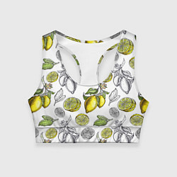 Топик спортивный женский Лимонный паттерн, цвет: 3D-принт