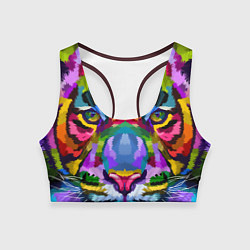 Топик спортивный женский Морда тигра крупным планом, цвет: 3D-принт