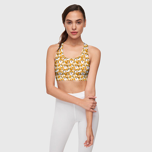 Женский спортивный топ Собаки Корги / 3D-принт – фото 3