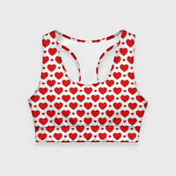 Топик спортивный женский Сердечки - любовь, цвет: 3D-принт