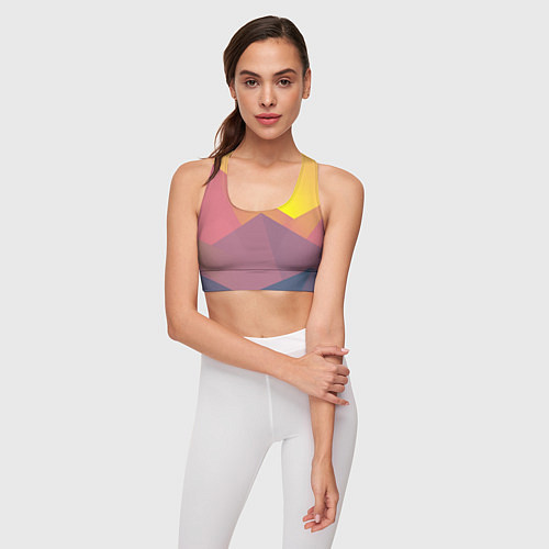 Женский спортивный топ Рассвет в горах искусства / 3D-принт – фото 3