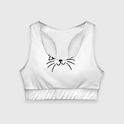 Топик спортивный женский Милый котик на белом, цвет: 3D-принт
