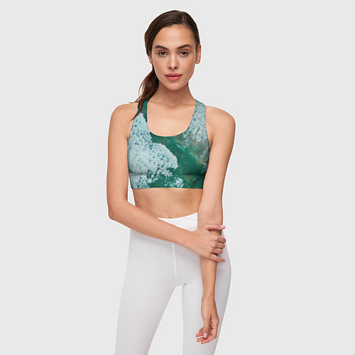 Женский спортивный топ Морская пена / 3D-принт – фото 3