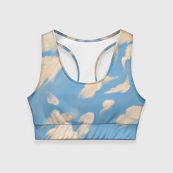 Женский спортивный топ Рисунок голубого неба с облаками маслом