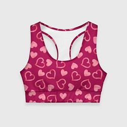 Топик спортивный женский Паттерн сердечки, цвет: 3D-принт