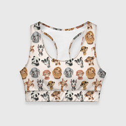 Топик спортивный женский Милые дикие животные, цвет: 3D-принт