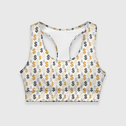 Топик спортивный женский Денежные Знаки Доллара, цвет: 3D-принт