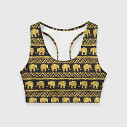 Топик спортивный женский Золотые слоны, цвет: 3D-принт