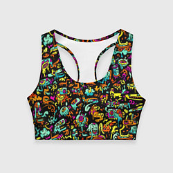 Топик спортивный женский Прикольный красочный паттерн, цвет: 3D-принт