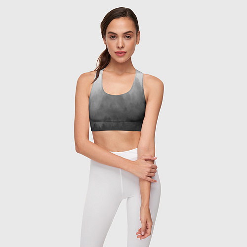 Женский спортивный топ Темный лес - туман / 3D-принт – фото 3