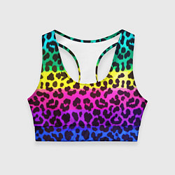 Топик спортивный женский Leopard Pattern Neon, цвет: 3D-принт