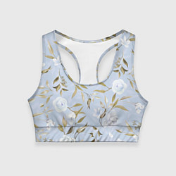 Топик спортивный женский Цветы Золотые Листья, цвет: 3D-принт