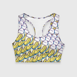 Топик спортивный женский Котики и бананы Паттерн Лето, цвет: 3D-принт