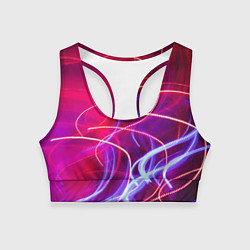 Топик спортивный женский Неоновые огни Абстракция, цвет: 3D-принт