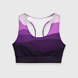Топик спортивный женский Фиолетовый градиент горы абстракция, цвет: 3D-принт