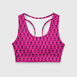 Топик спортивный женский Розовый фон с черепами паттерн, цвет: 3D-принт