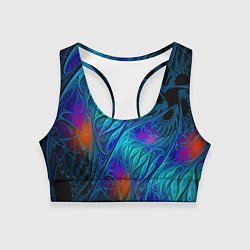 Топик спортивный женский Neon pattern Неоновый паттерн, цвет: 3D-принт