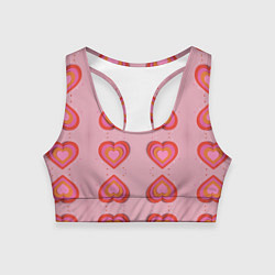 Топик спортивный женский Сердечки перевернутые, цвет: 3D-принт