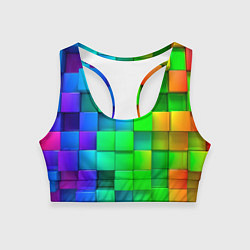 Женский спортивный топ РАЗНОЦВЕТНЫЕ КУБИКИ MULTICOLORED CUBES