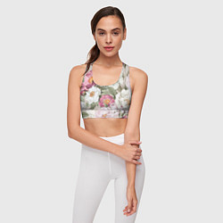 Топик спортивный женский Цветы Розовый Сад Пион и Роз, цвет: 3D-принт — фото 2