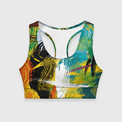 Топик спортивный женский Абстрактные мазки цветной краской strokes of paint, цвет: 3D-принт