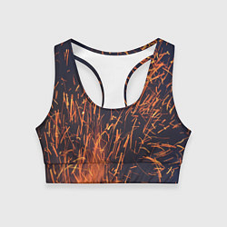 Топик спортивный женский Искры от пламени, цвет: 3D-принт