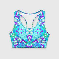 Топик спортивный женский Геометрический орнамент в голубых тонах, цвет: 3D-принт