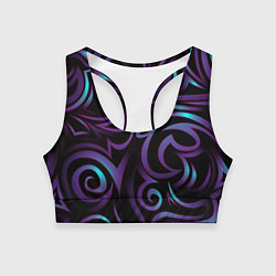 Топик спортивный женский Неоновое завихрение, цвет: 3D-принт