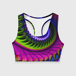 Топик спортивный женский Разноцветная неоновая спираль Абстракция Multicolo, цвет: 3D-принт