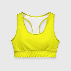 Топик спортивный женский Однотонный неоновый лимонный желтый тон, цвет: 3D-принт