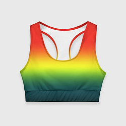 Топик спортивный женский Радужный красно-желто-зеленый градиент, цвет: 3D-принт