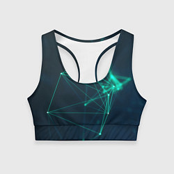 Топик спортивный женский Зеленые абстрактные взаимосвязанные линии нейроны, цвет: 3D-принт