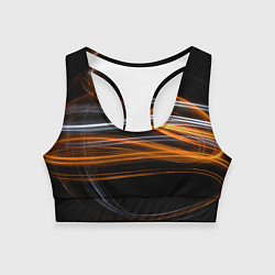 Топик спортивный женский Волнообразные линии неона - Оранжевый, цвет: 3D-принт
