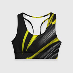Топик спортивный женский Жёлтая и Чёрная Масляная Краска, цвет: 3D-принт