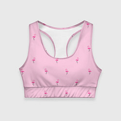 Женский спортивный топ Фламинго на розовом фоне