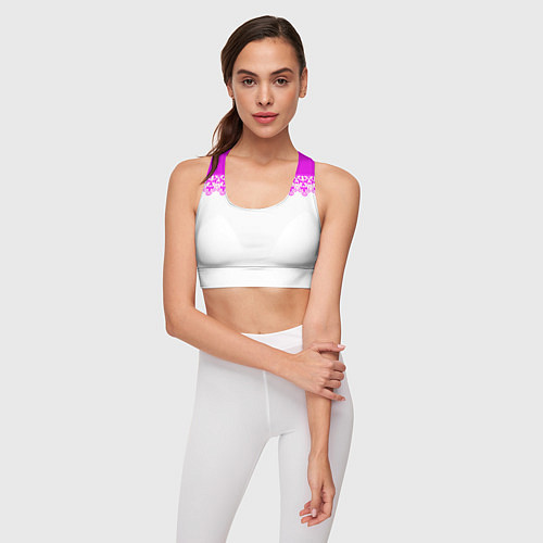 Женский спортивный топ White and pink lace pattern / 3D-принт – фото 3