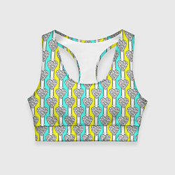 Топик спортивный женский Striped multicolored pattern with hearts, цвет: 3D-принт