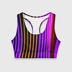 Топик спортивный женский Неоновые линейные фонари - Фиолетовый, цвет: 3D-принт