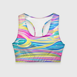 Топик спортивный женский Многоцветные волны, цвет: 3D-принт