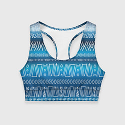 Топик спортивный женский Узор в стиле бохо на синем фоне, цвет: 3D-принт