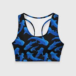 Топик спортивный женский Стая акул - паттерн, цвет: 3D-принт