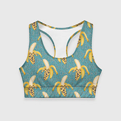 Топик спортивный женский Леопардовый банан паттерн, цвет: 3D-принт