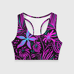 Топик спортивный женский Purple flowers pattern, цвет: 3D-принт