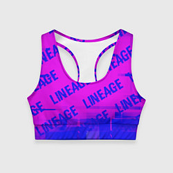 Топик спортивный женский Lineage glitch text effect: паттерн, цвет: 3D-принт