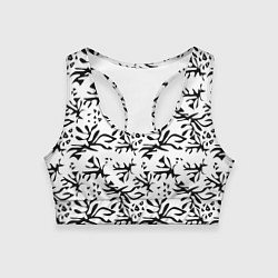 Топик спортивный женский Черно белый абстрактный модный узор, цвет: 3D-принт