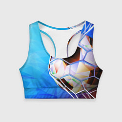 Топик спортивный женский Футбольный мяч в сетке ворот, цвет: 3D-принт