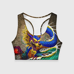 Топик спортивный женский Разноцветный Японский Дракон, цвет: 3D-принт